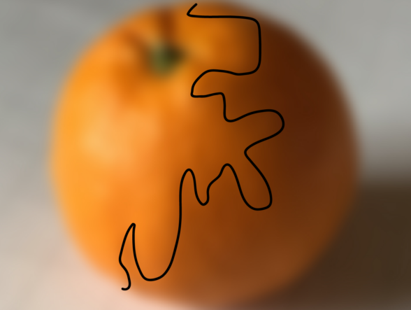 Eine genauere Trennlinie zwischen heller und dunkler Seite der Orange